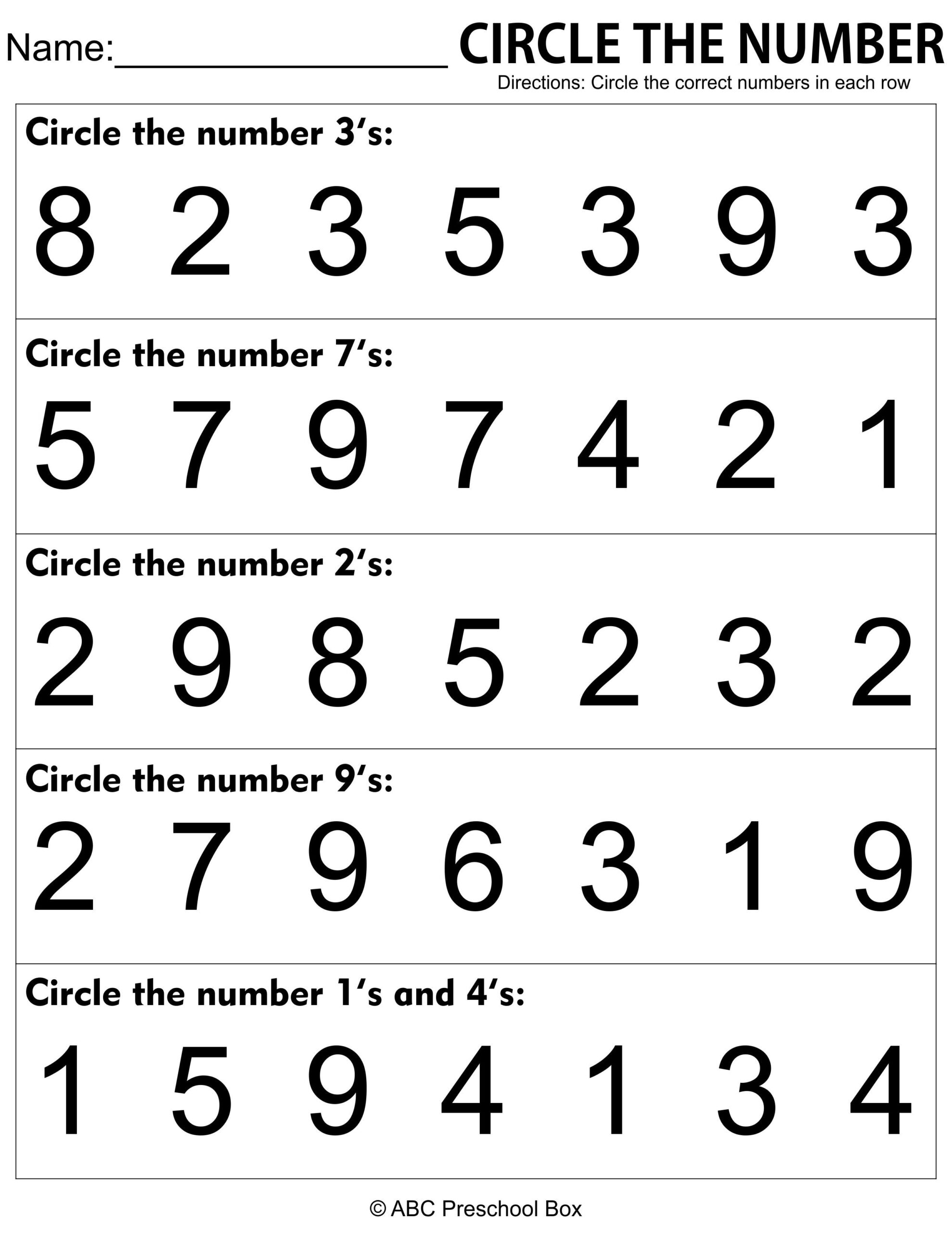 Numbers Pre K Worksheet