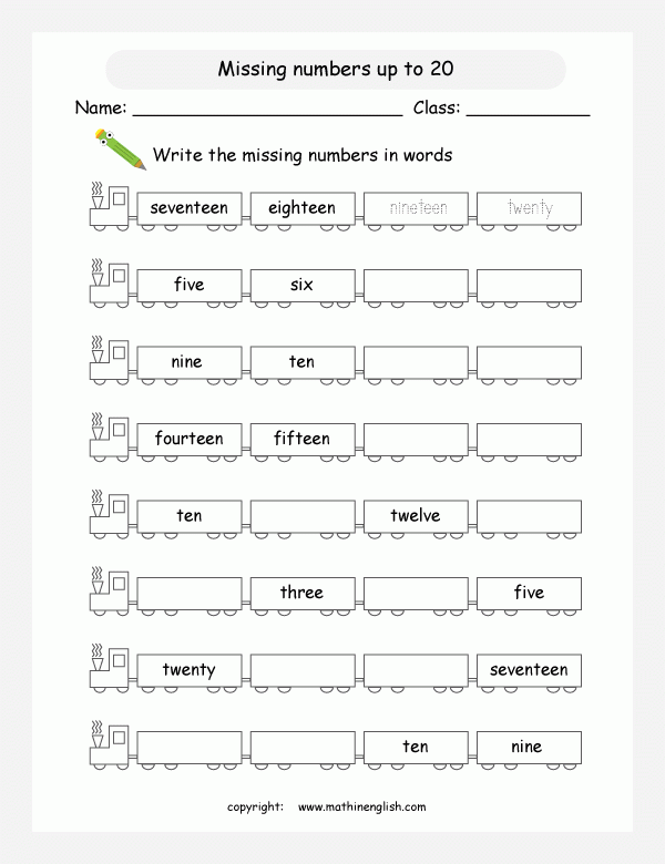 Numbers Spelling Worksheets