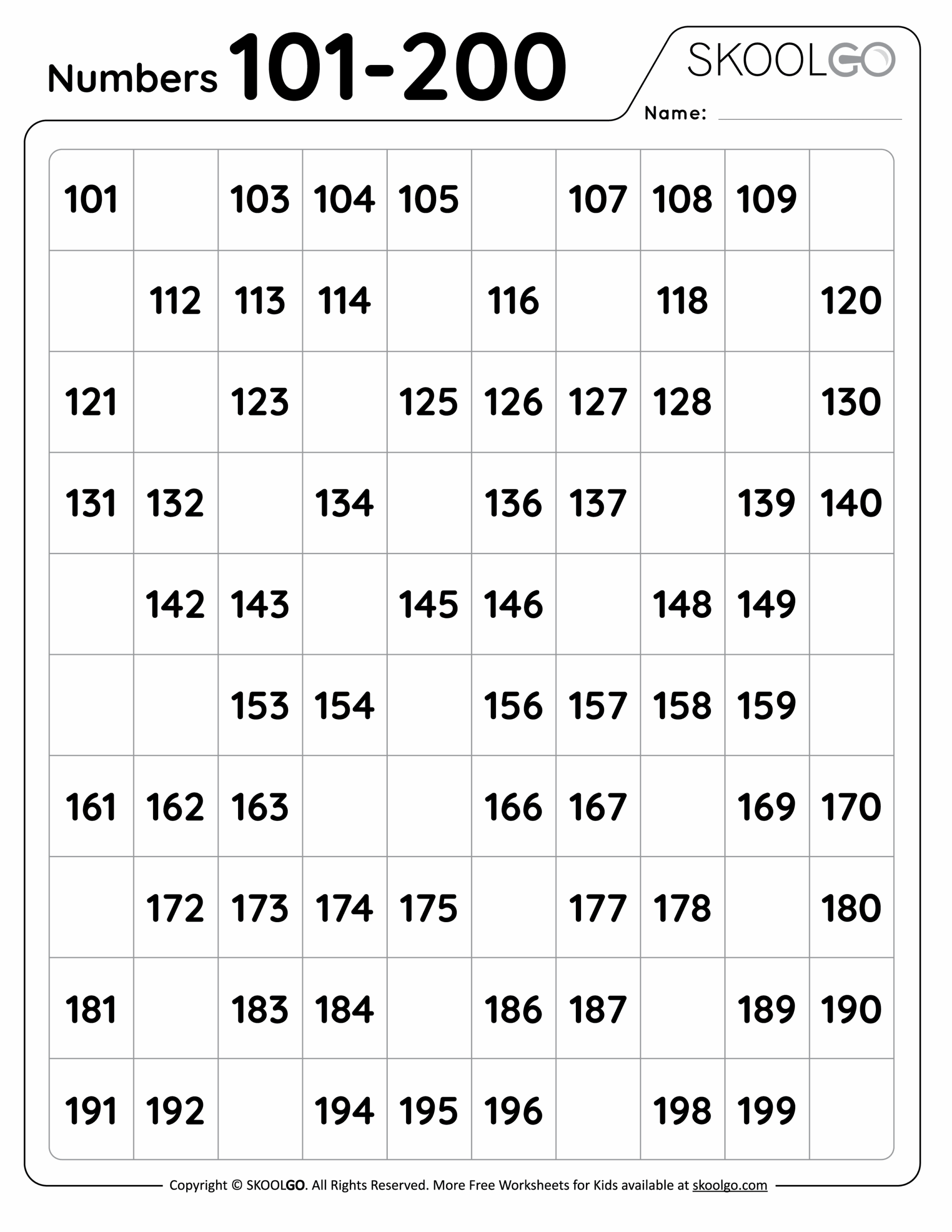 Numbers To 100 Worksheet Prntbl concejomunicipaldechinu gov co