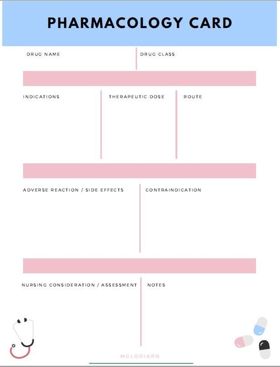 Nursing Student Printable Drug Card Template
