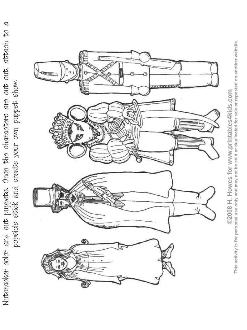 Nutcracker Print And Color Puppets Printables For Kids Free Word 