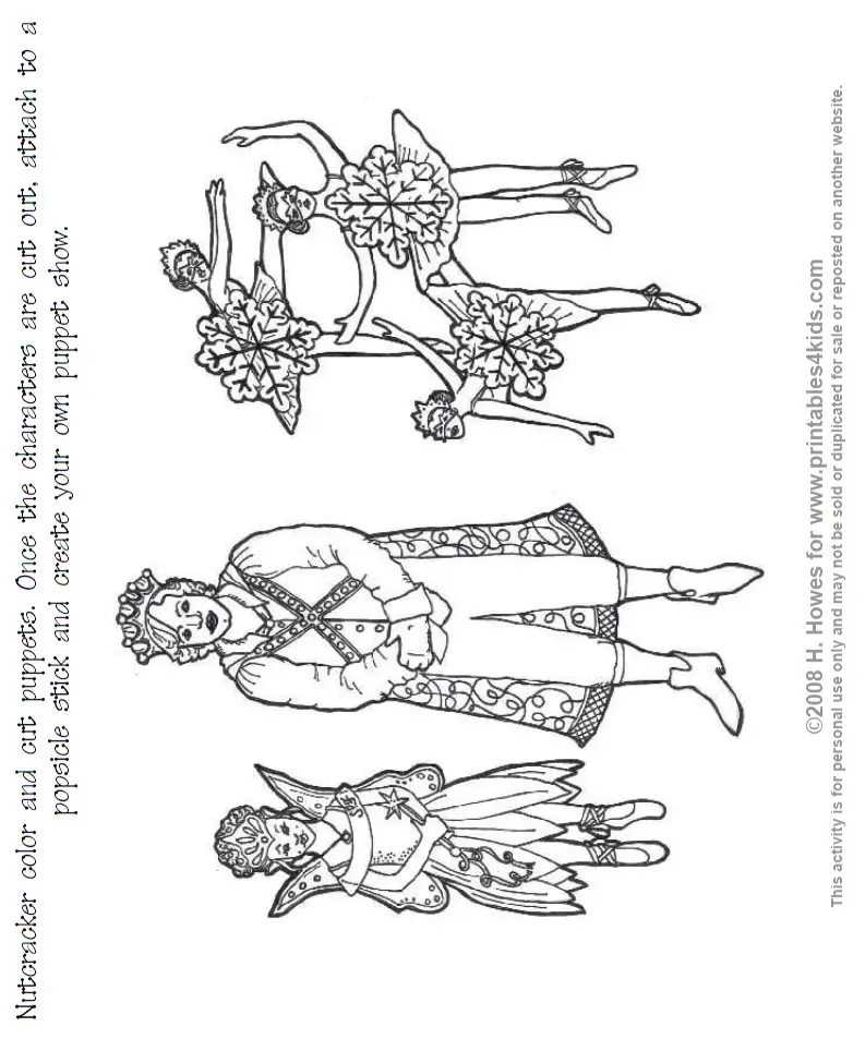Nutcracker Print And Color Puppets Printables For Kids Free Word 