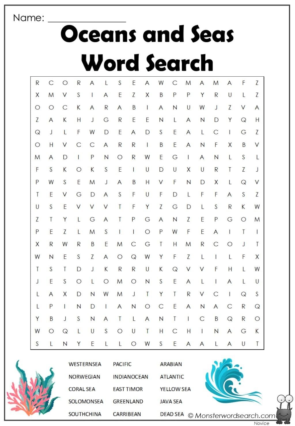 Ocean Animals Word Search Printable Word Search Maker