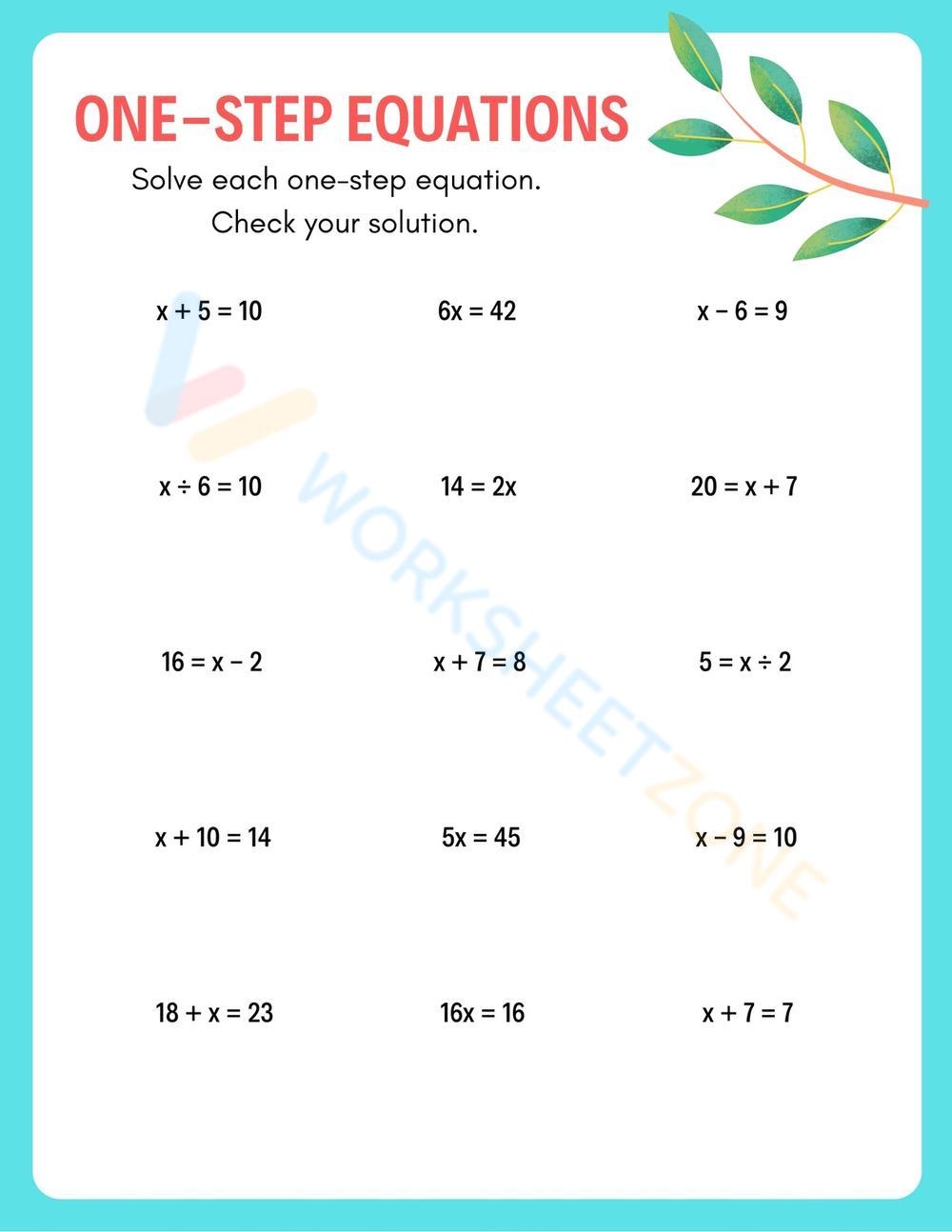 one step equations with rational numbers worksheet