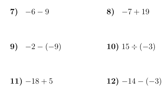 Operations With Signed Numbers Worksheet with Solutions Negative 