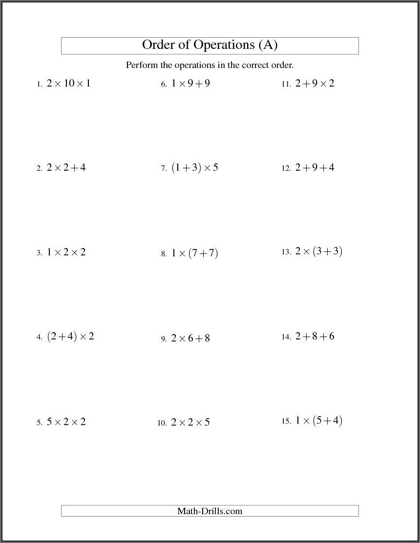 Order Of Operations Rational Numbers Worksheet Order Of Operation 