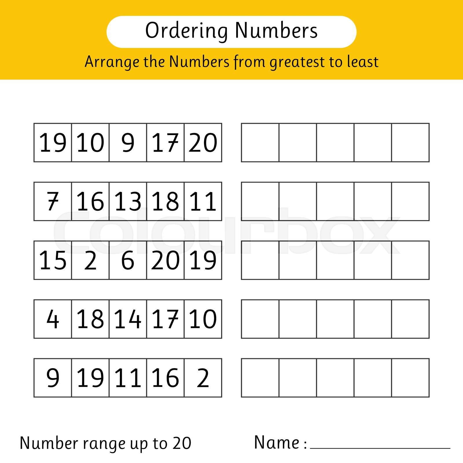 Ordering Numbers Worksheet Arrange The Numbers From Greatest To Least 