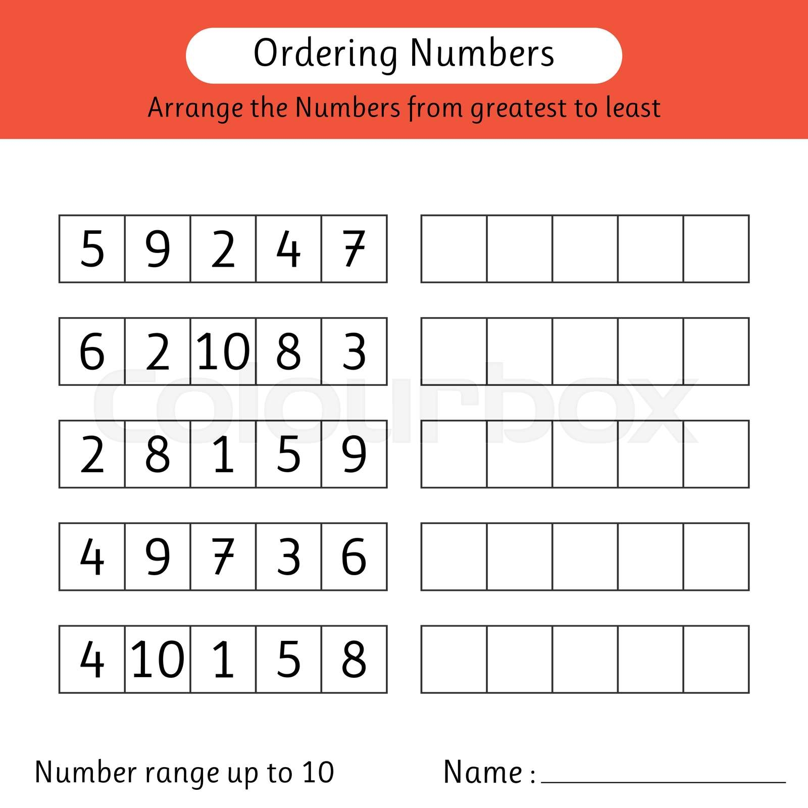 Ordering Numbers Worksheet Arrange The Numbers From Greatest To Least
