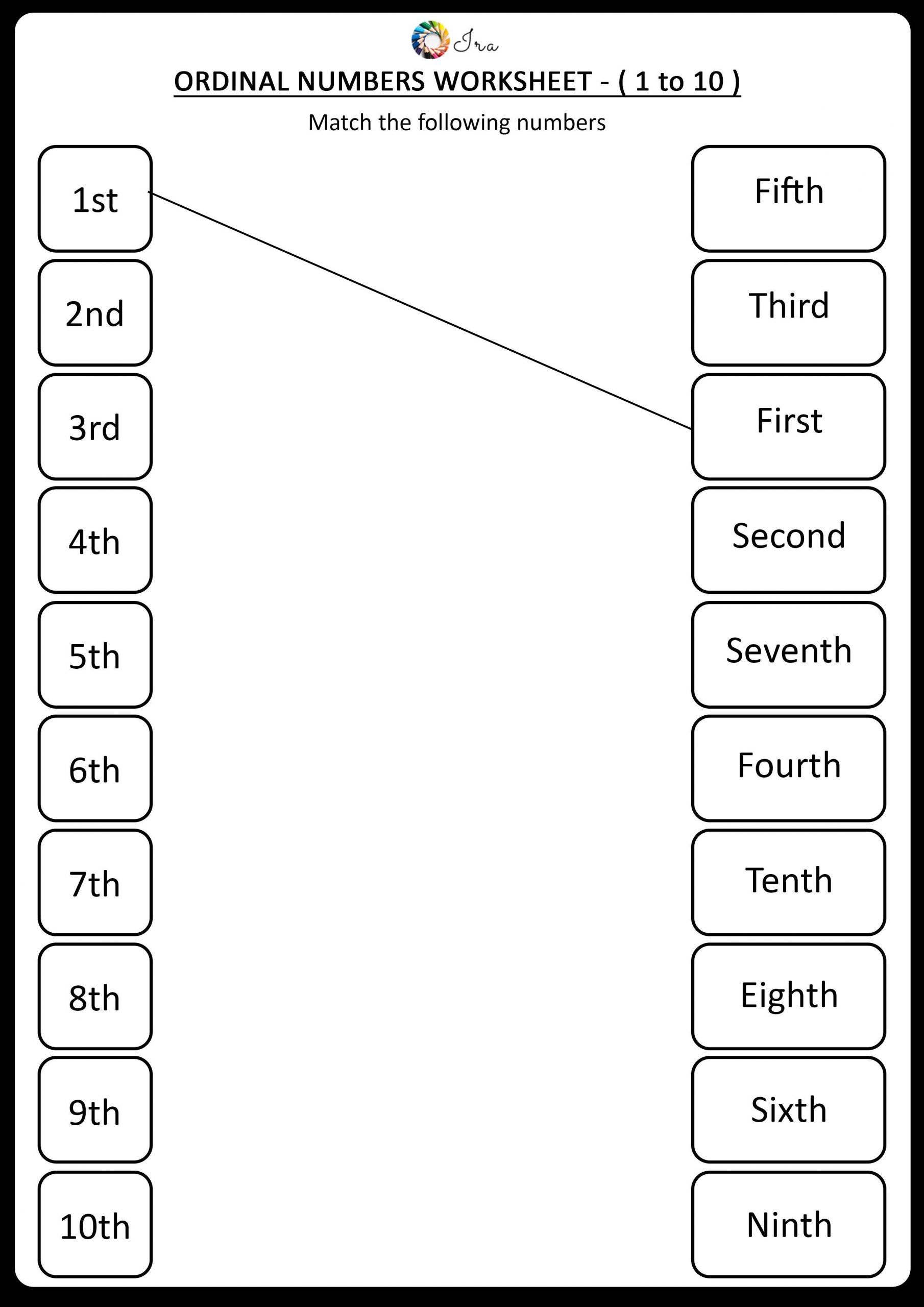 Ordinal Number Worksheet For Kindergarten Ordinal Numbers Number