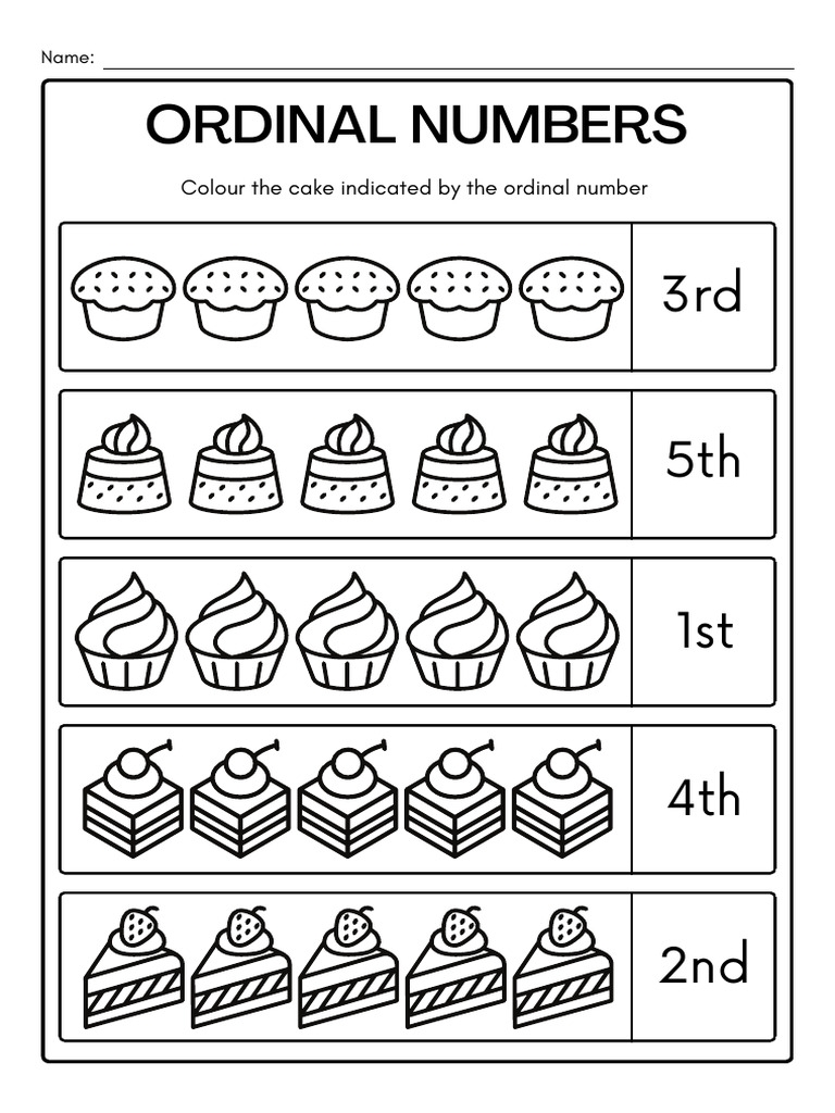 ordinal numbers worksheets for adults