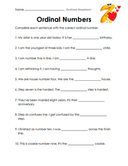 Ordinal Numbers Worksheets 15 Worksheets