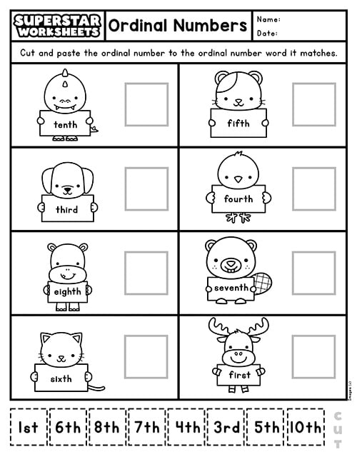 Ordinal Numbers Worksheets Superstar Worksheets