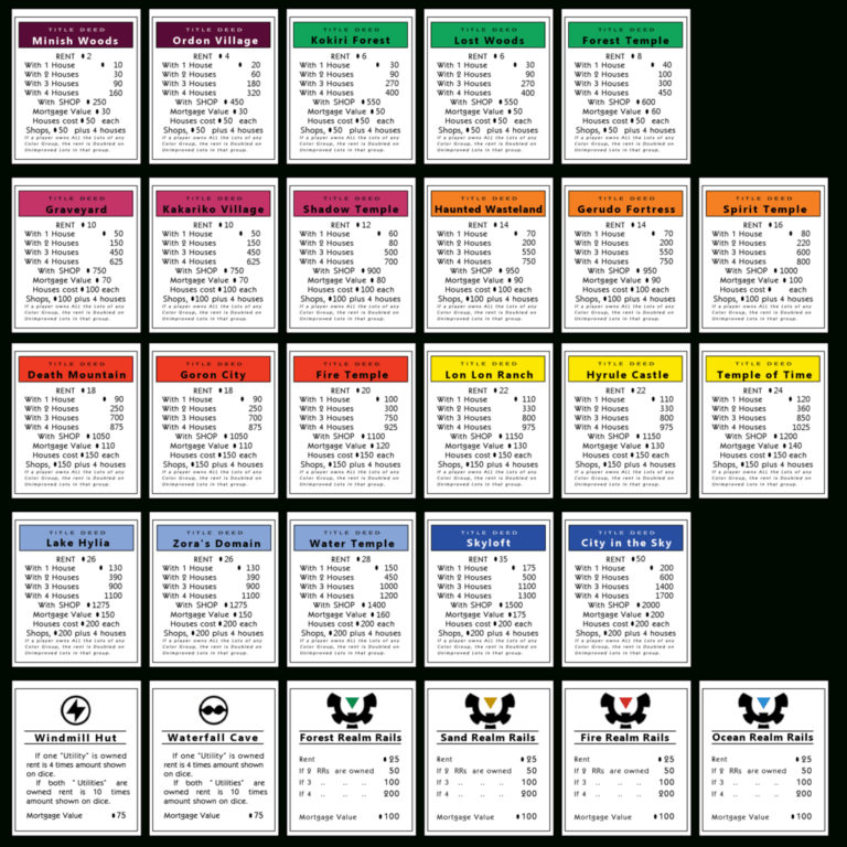 Original Monopoly Property Cards Printable Monopoly Cards Inside 