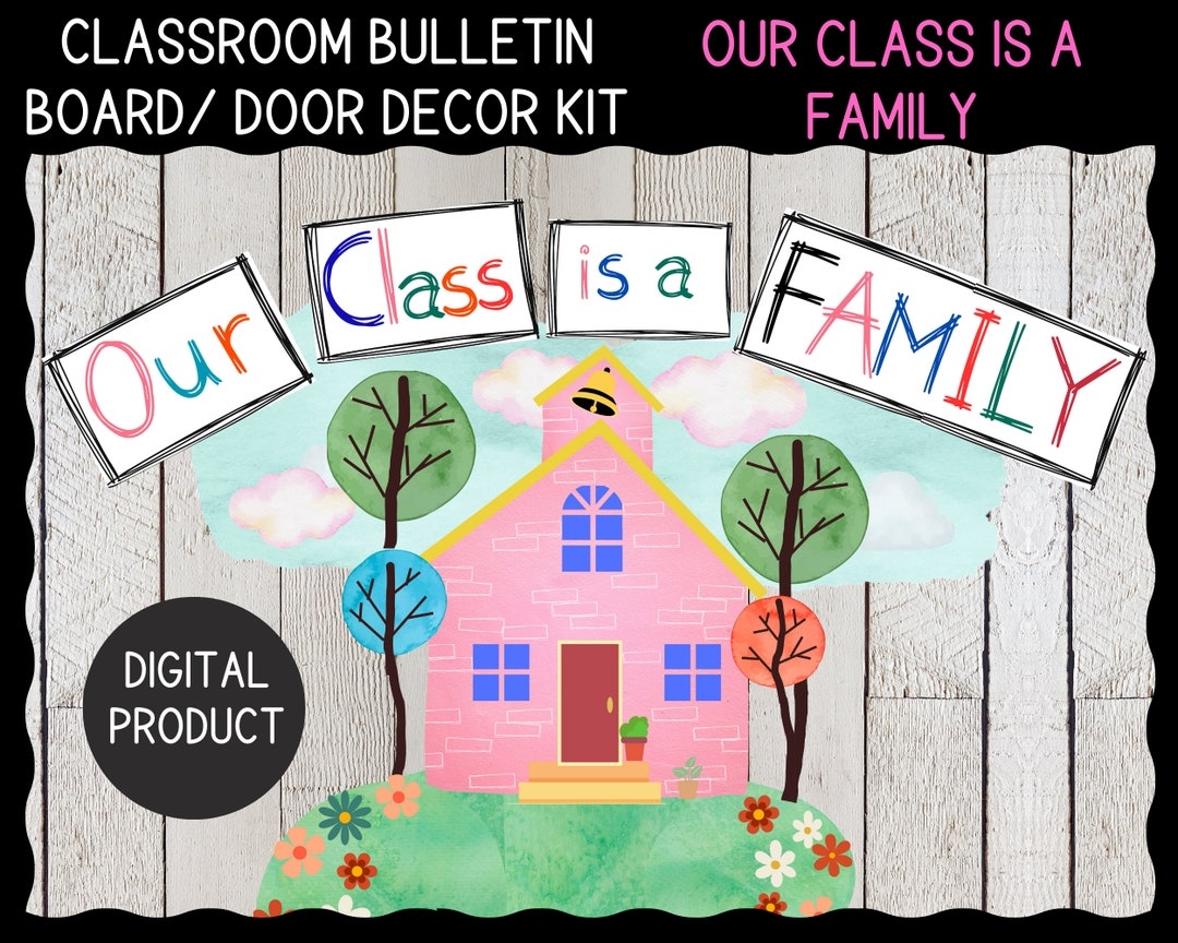 Our Class Is A Family Printable Bulletin Board door Decor Kit Teacher 