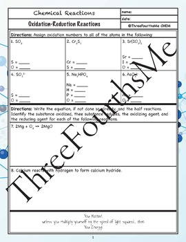 Oxidation Numbers Worksheet Answer Key