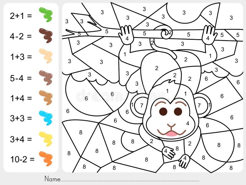 Paint Color By Numbers Worksheet For Education Stock Vector 