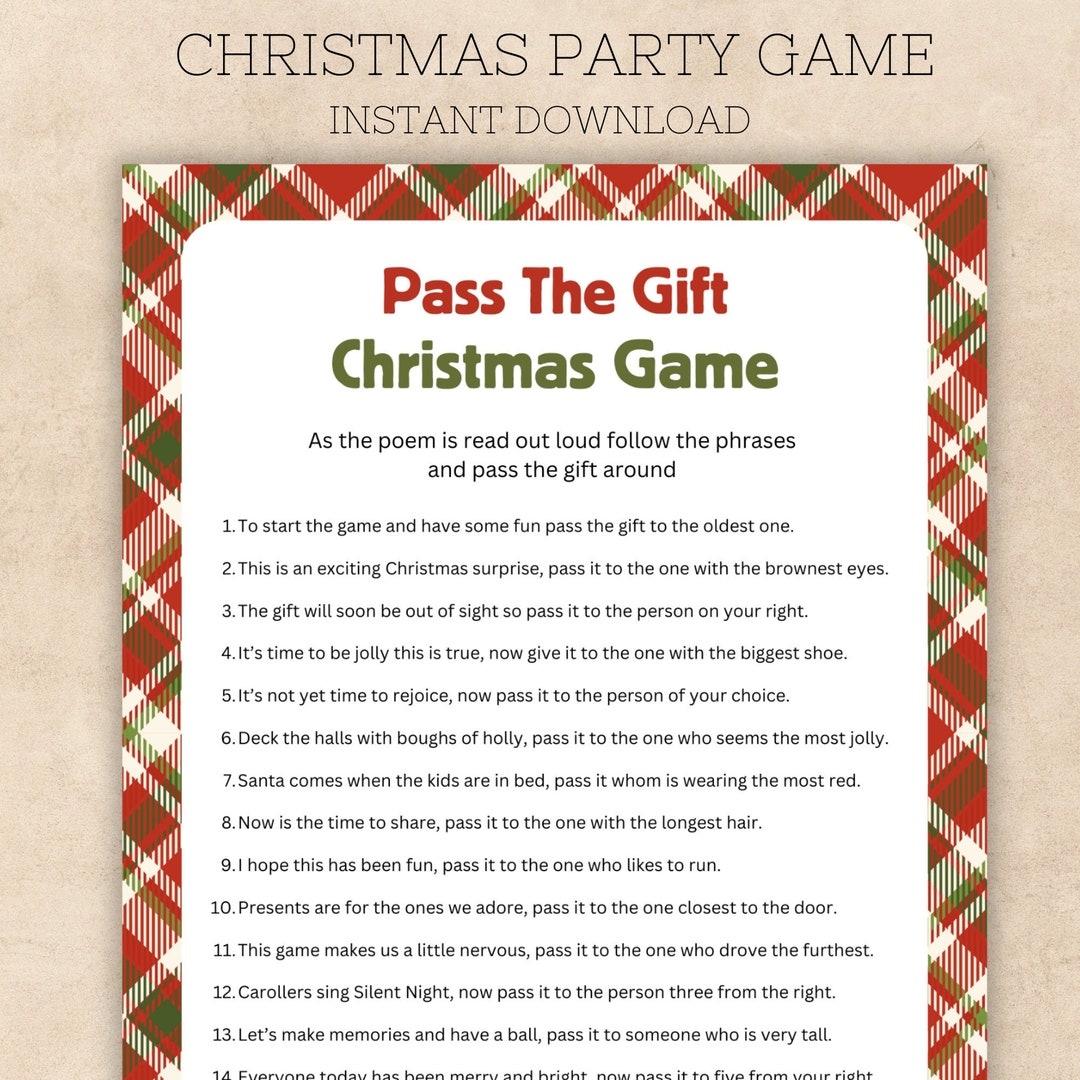 free printable christmas gift passing game