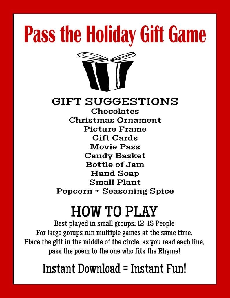 Pass The Gift Game Pass The Present Game Pass The Parcel Game 