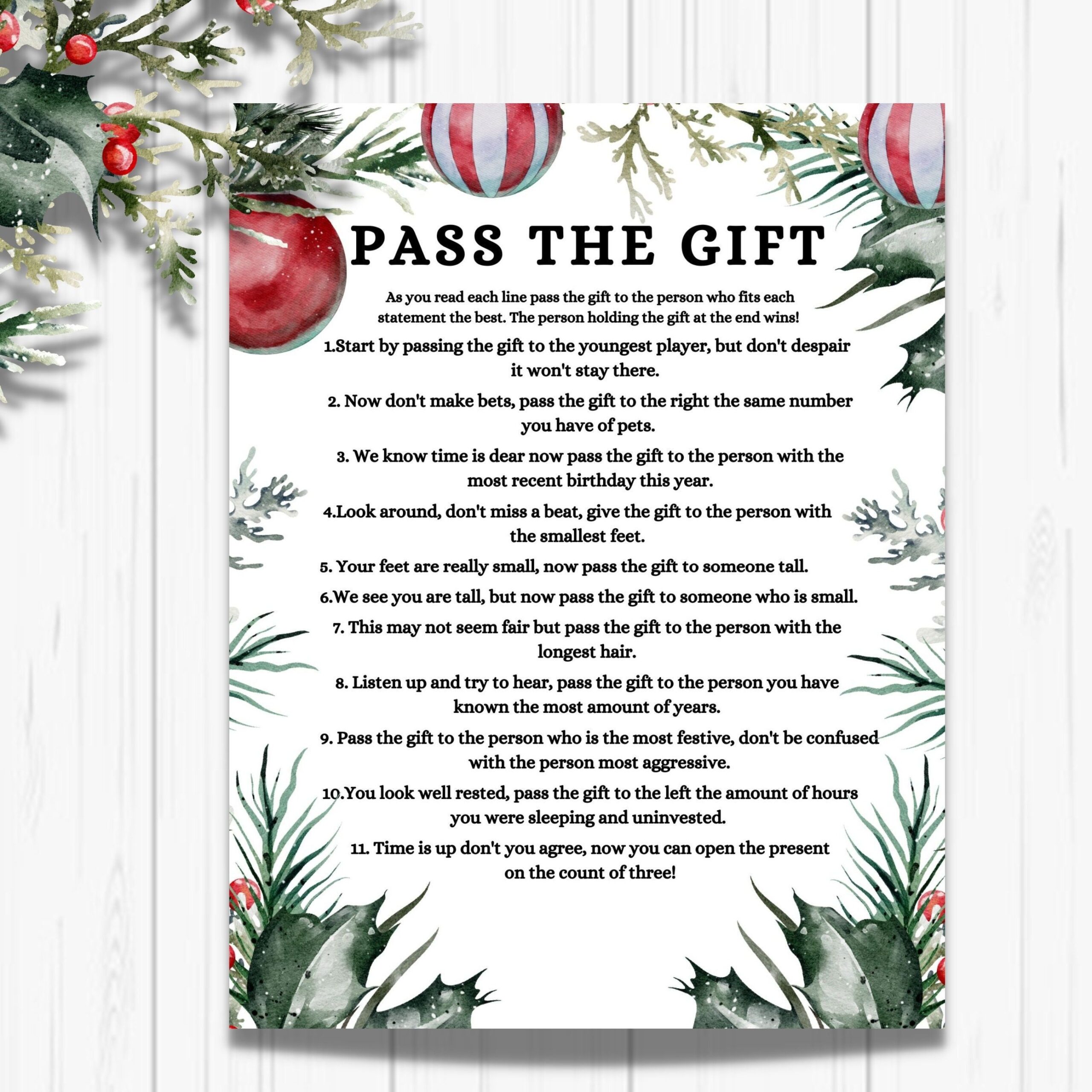 Pass The Gift Game Pass The Present Game Pass The Prize Game Christmas 