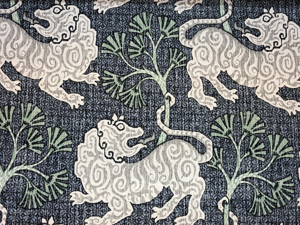 Pattern Lion Dance Color Indigo Home Fabric