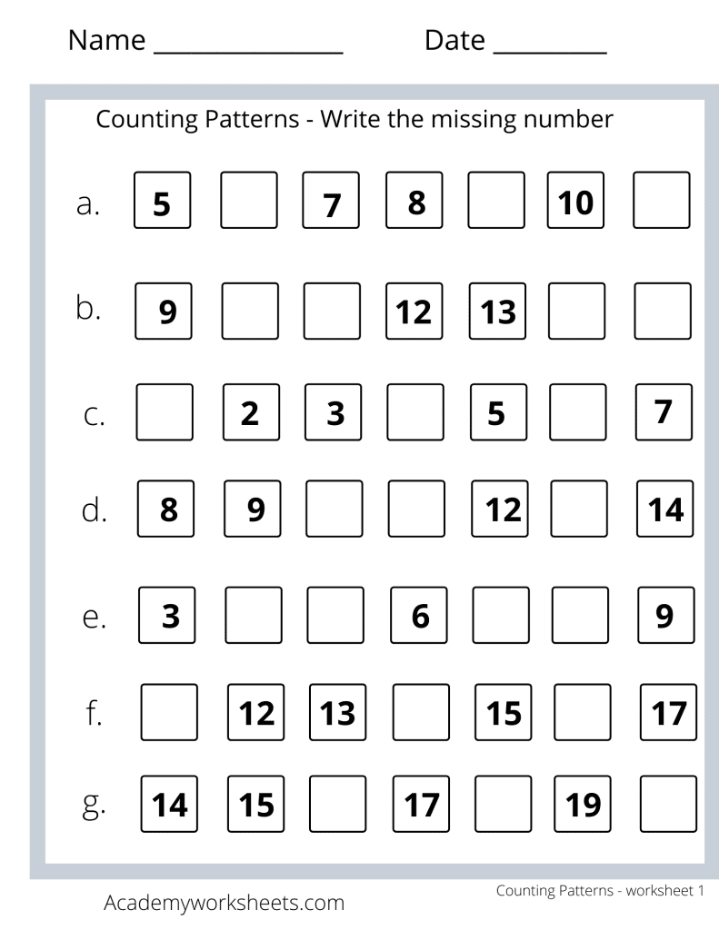 patterns with numbers worksheets