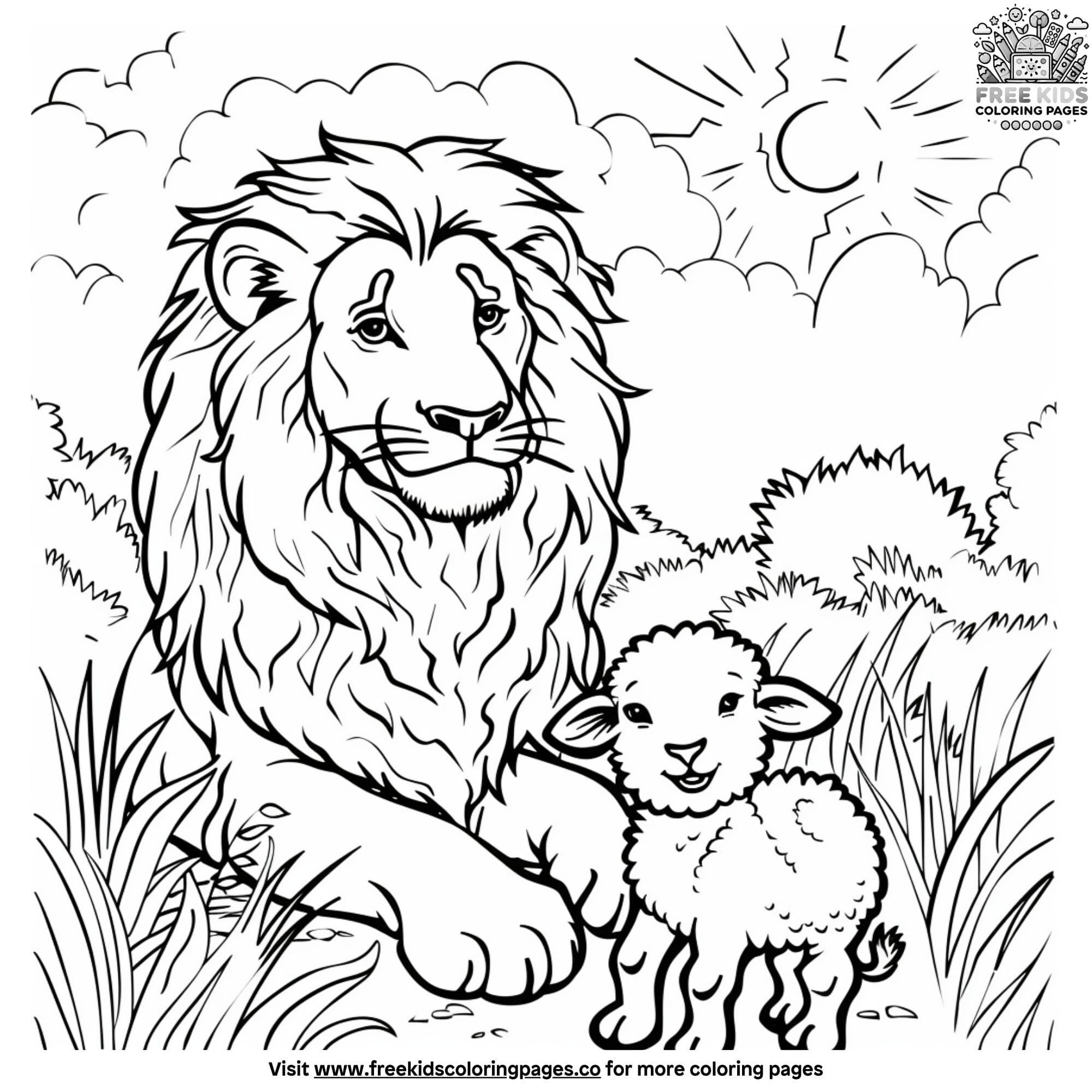 Peaceful Lion And Lamb Coloring Page Collection