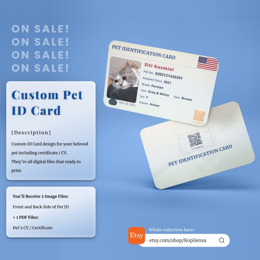 PERSONALIZED ID Card For Pet Printable Digital Pet ID Etsy Printable 