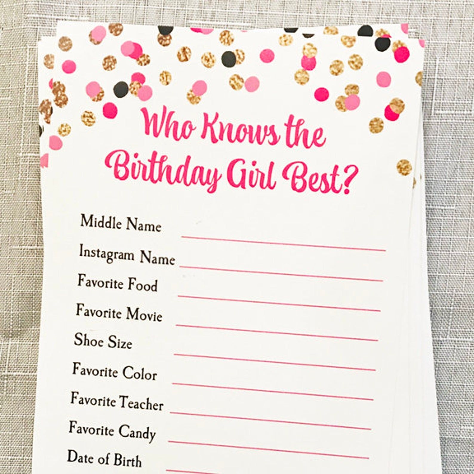 free printable birthday games who knows the birthday girl best