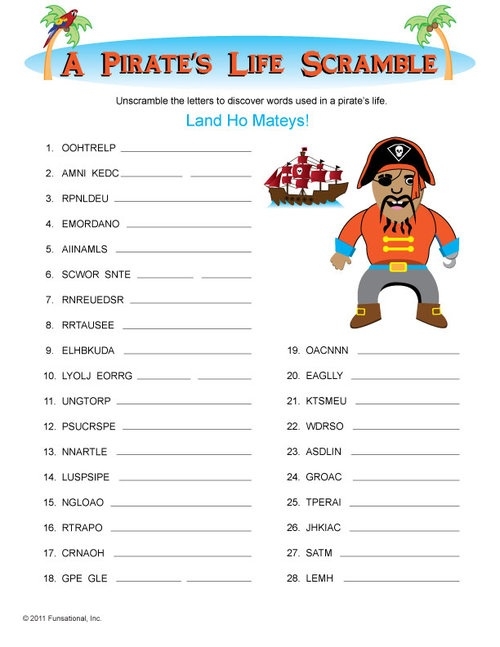 Pirate Activities Printable
