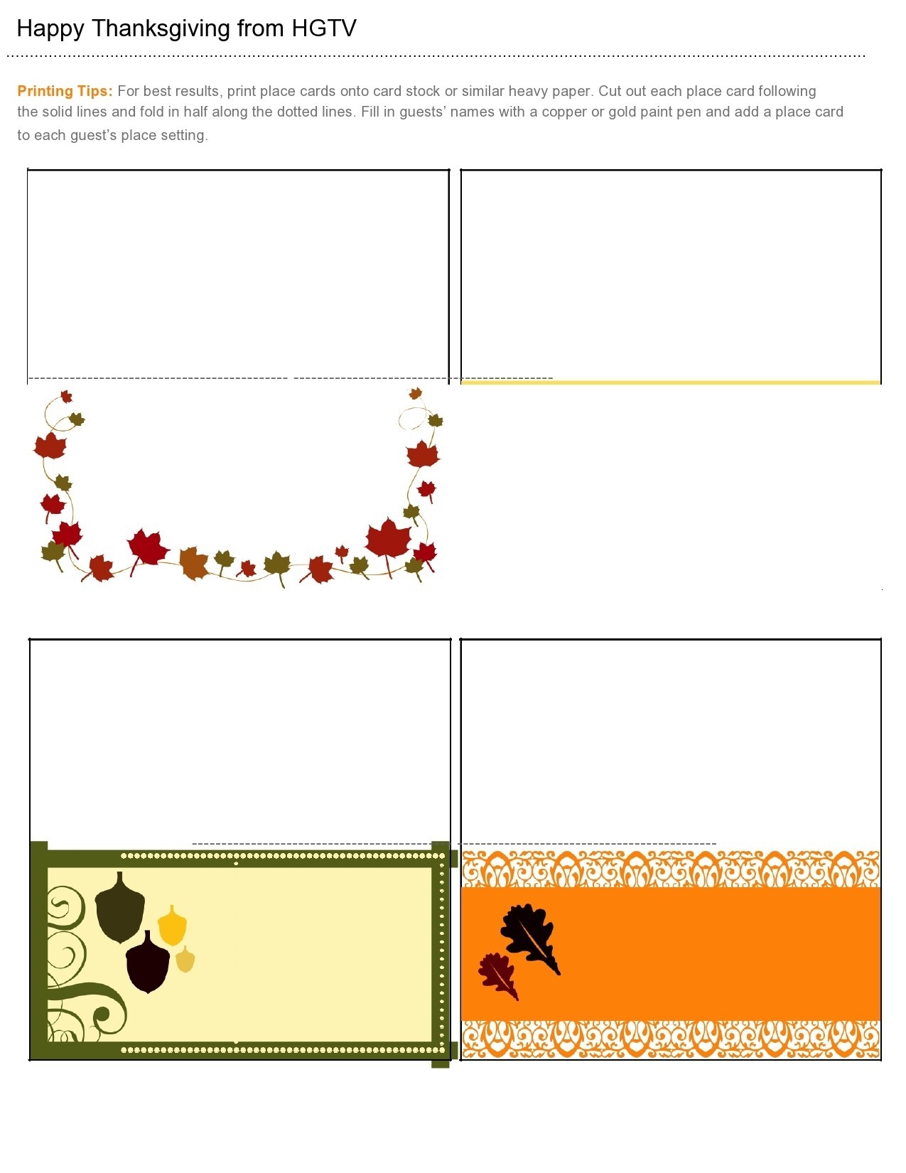 Place Card Template Free The Place Card Templates Are Available In Pdf 
