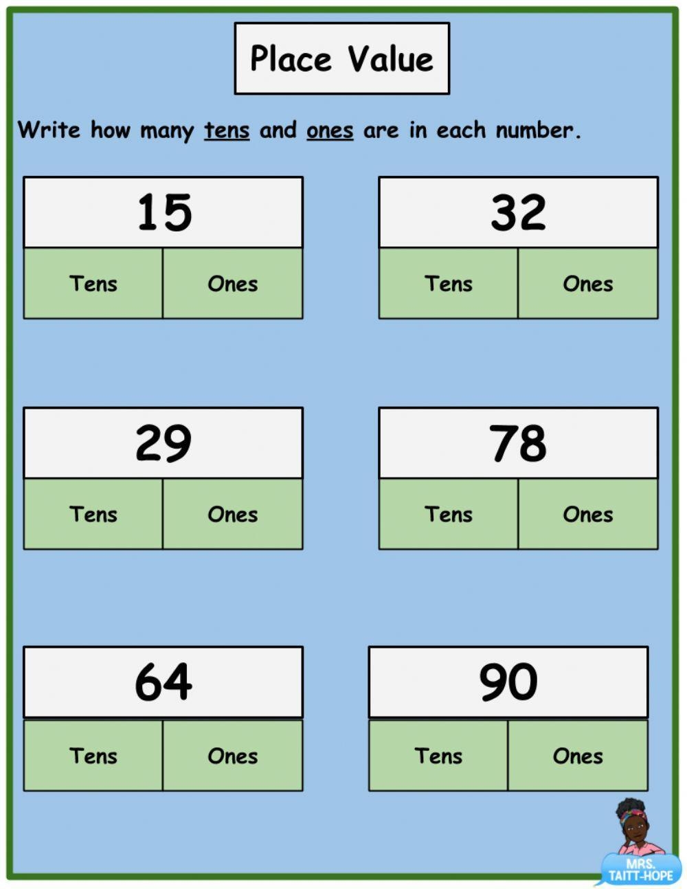 Place Value Of 2 Digit Numbers Worksheet Live Worksheets Worksheets 