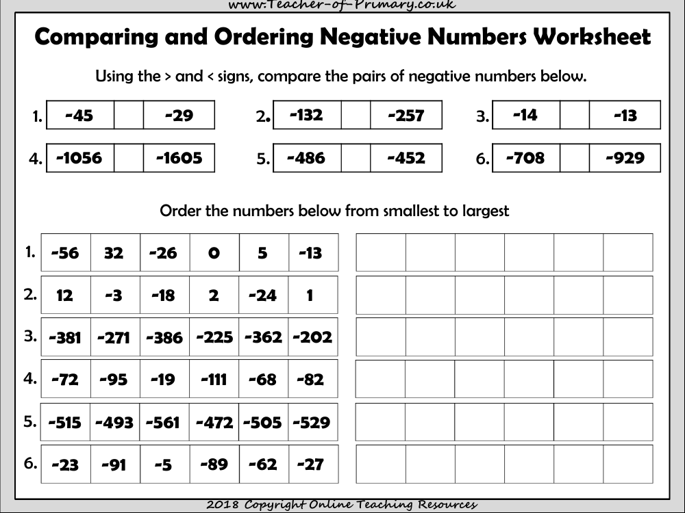 Positive And Negative Numbers And Integers Worksheets ArgoPrep 