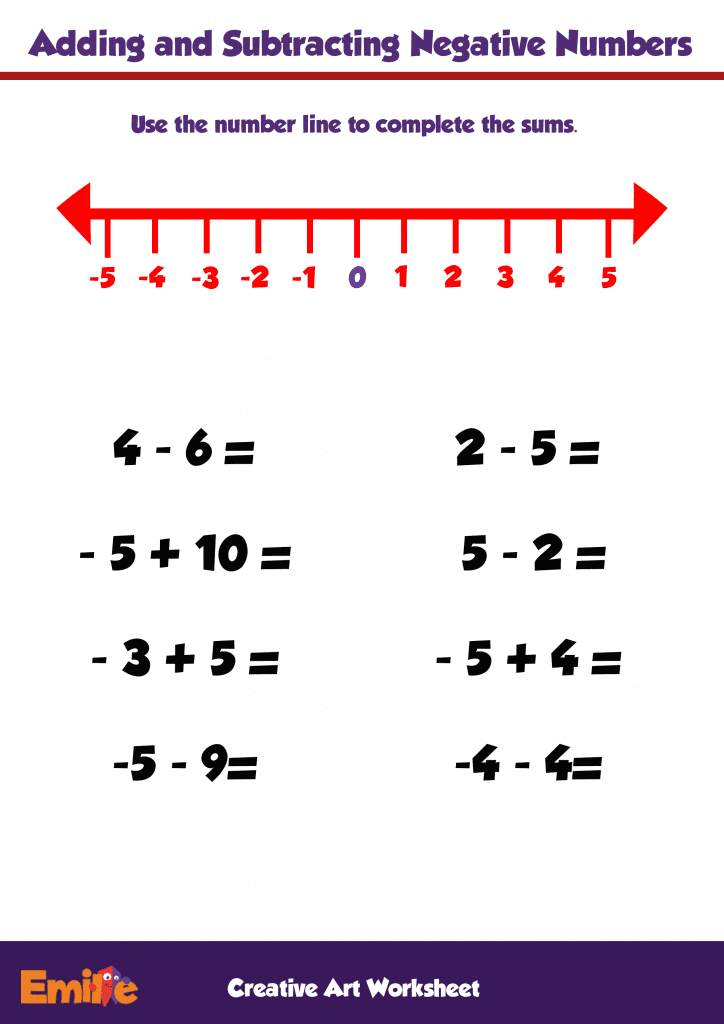 positive and negative numbers worksheet pdf
