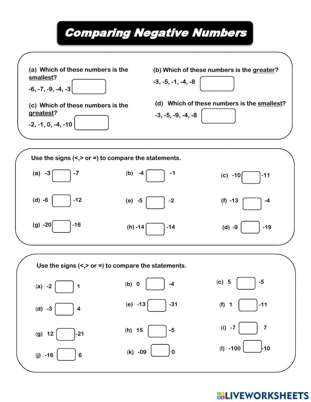 Positive And Negative Numbers Worksheet Worksheet Worksheets Library