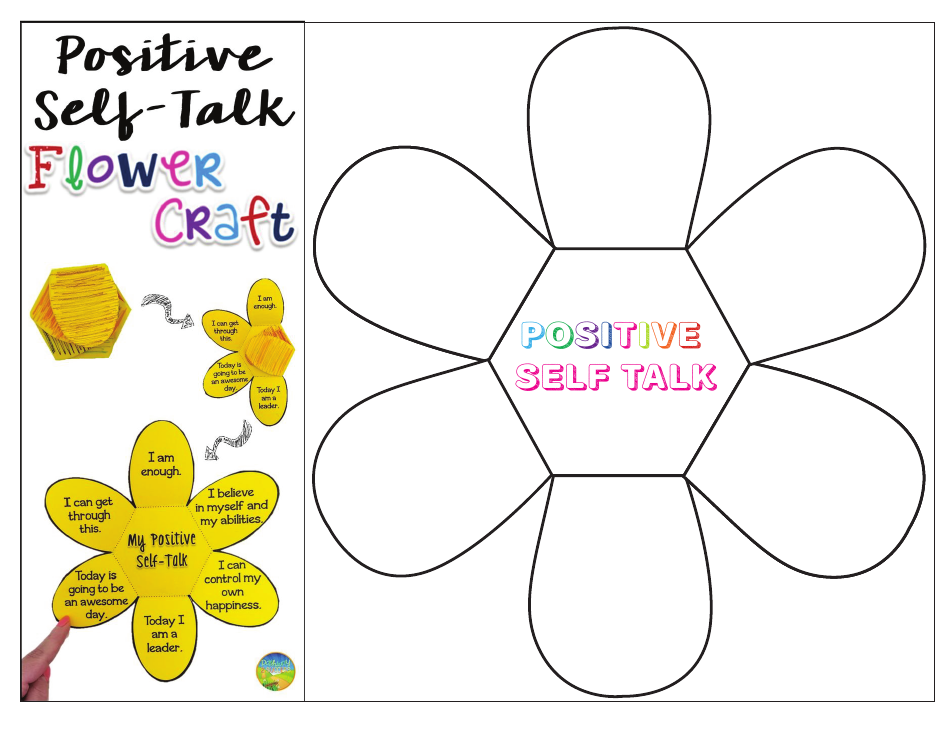 Positive Self Talk Flower Craft Template Download Printable PDF 