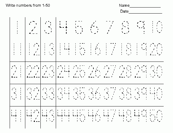 Practice Writing Numbers 1 50 Worksheet