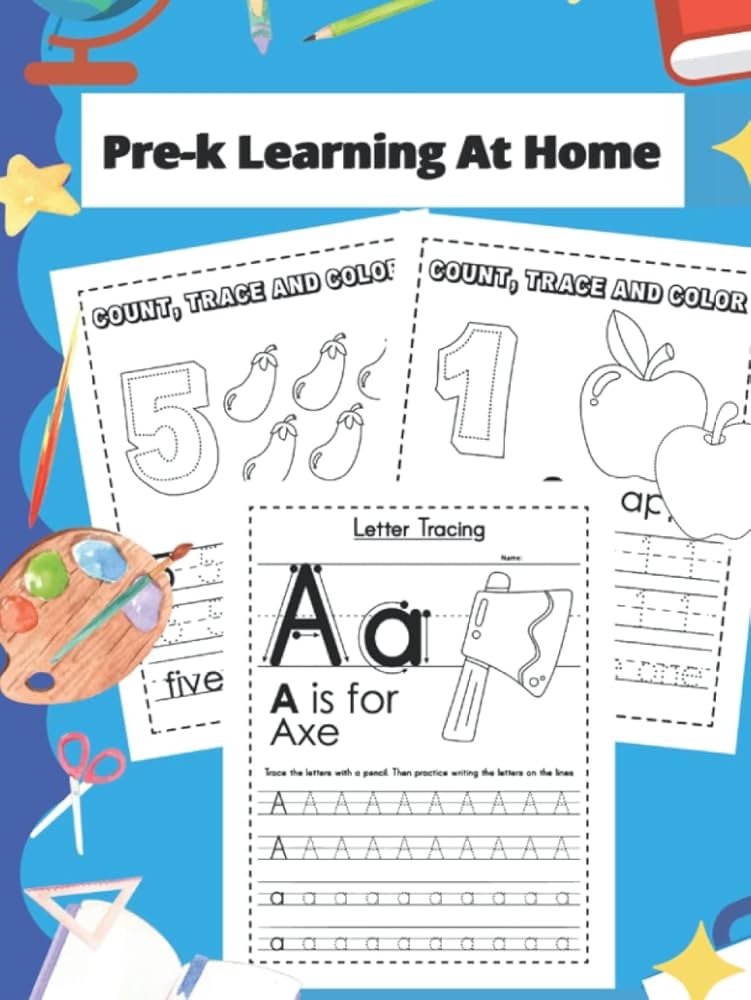 Pre K Learning At Home Traceable Letters And Numbers Letter And 