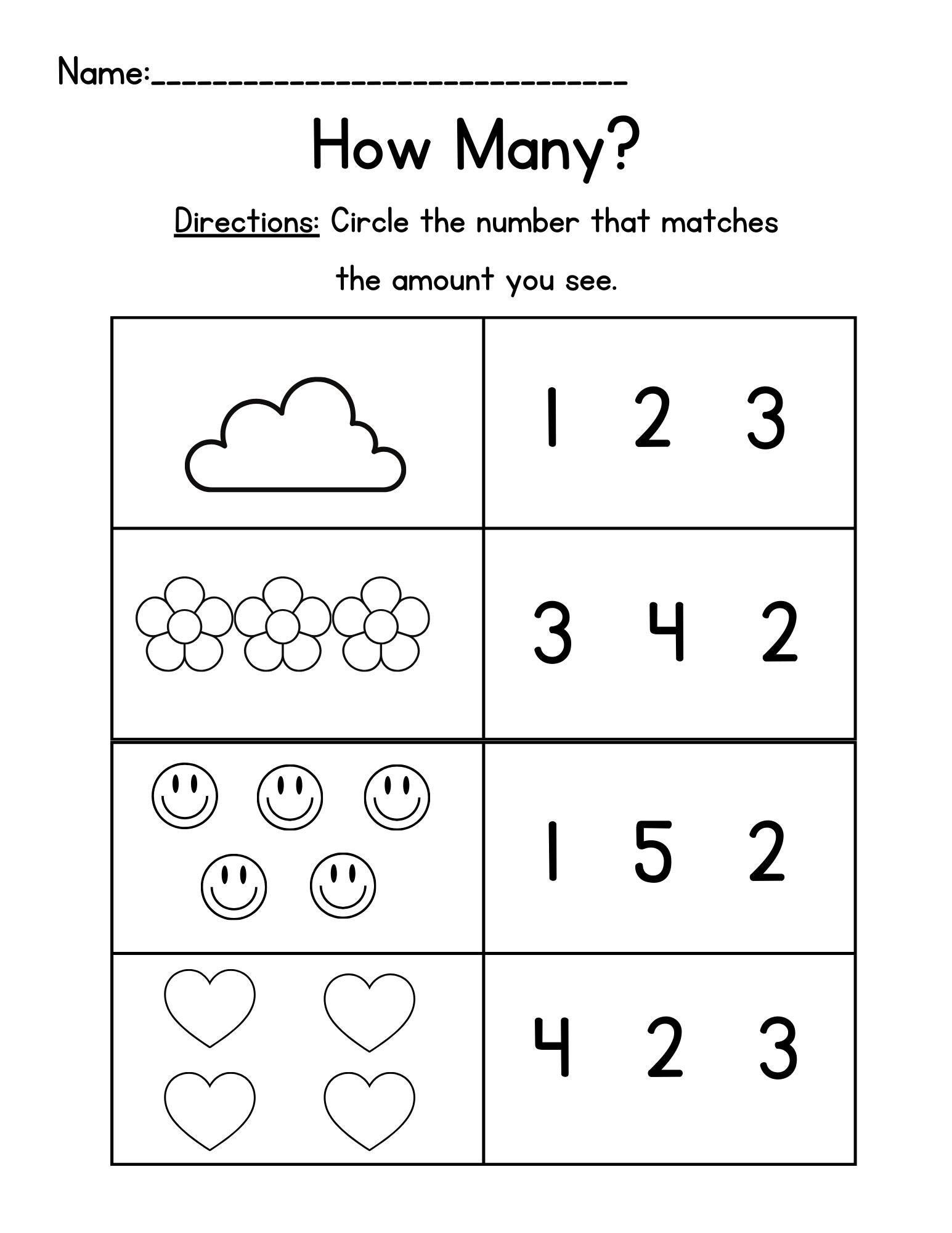 Prek Number Packet Prek Numbers 1 5 Prek Counting Worksheet Pre k 