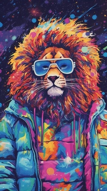 colorful lion hoodie