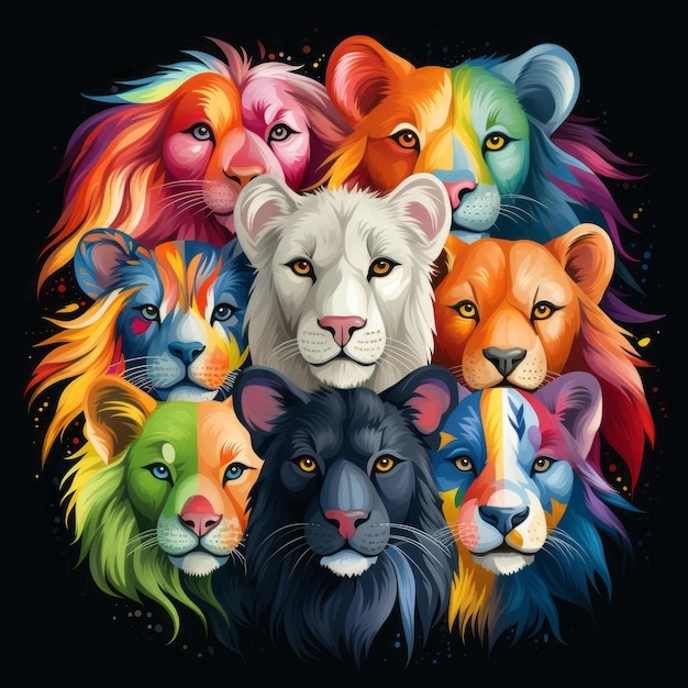 colorful pictures of lions