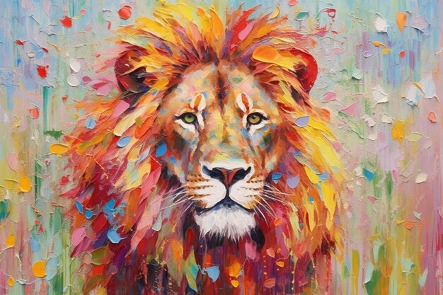 Premium AI Image Colorful Lion Painting