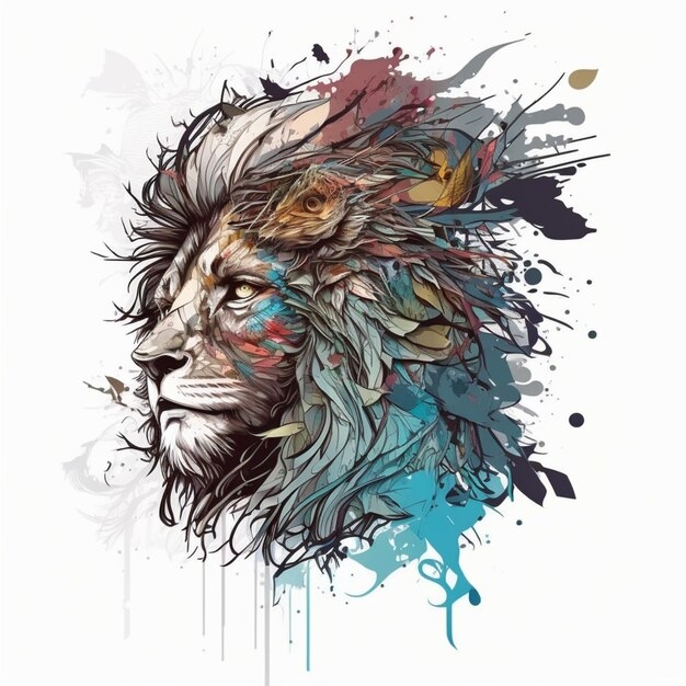 colorful lion print