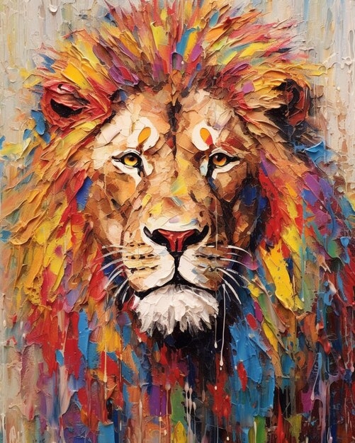 Premium Photo Colorful Lion Painting