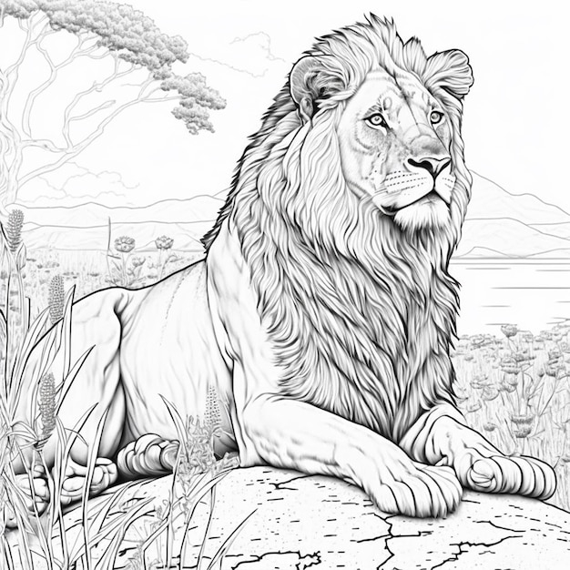 lion coloring book for adults