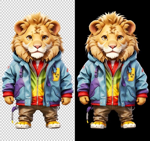 Premium PSD Lion Wearing Colorful Hoodie
