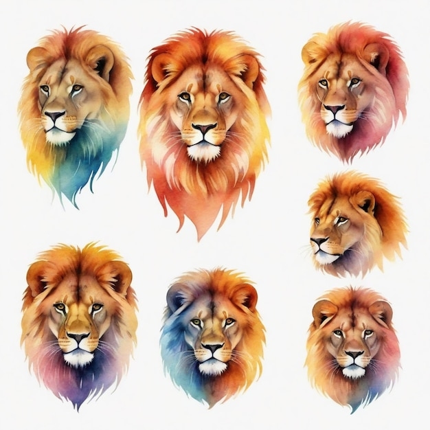 different colors of lions