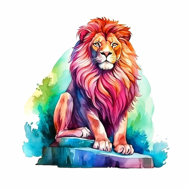 Premium Vector Colorful Lion Watercolor Paint Art