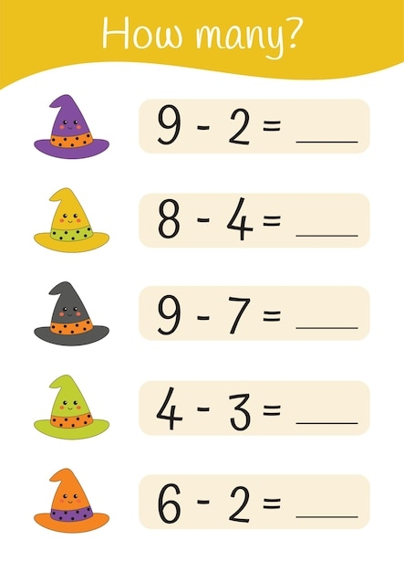 Premium Vector Halloween Printable Educational Math Worksheet 