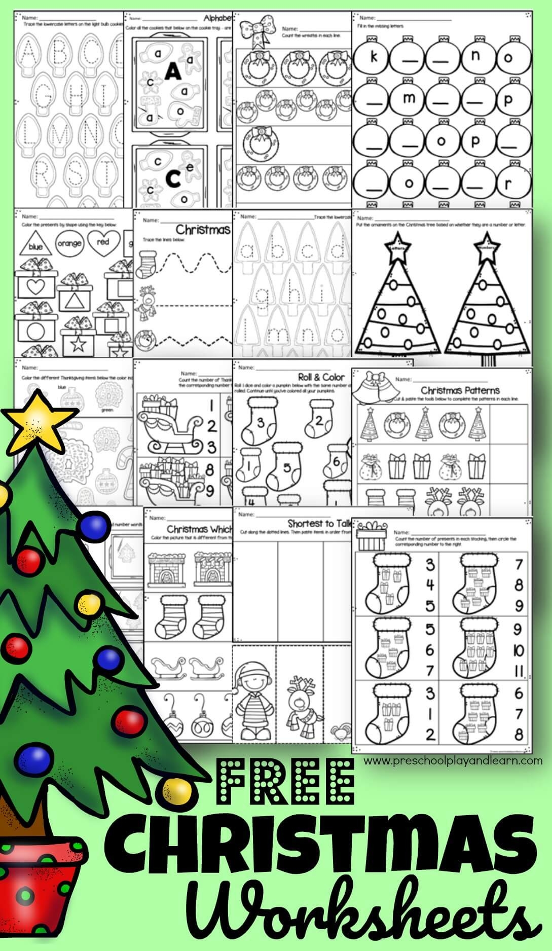 free christmas printable activity worksheets