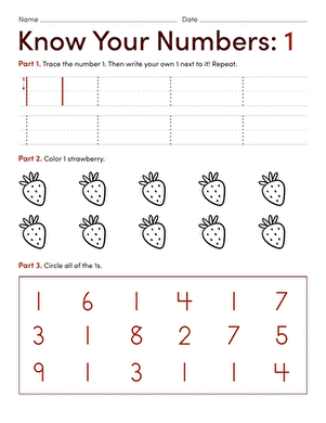 know your numbers worksheet